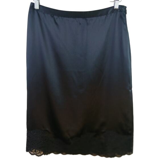 Banana Republic SZ 6 100% Silk Lingerie Style Pencil Skirt With Lace Hem Black - Picture 3 of 7